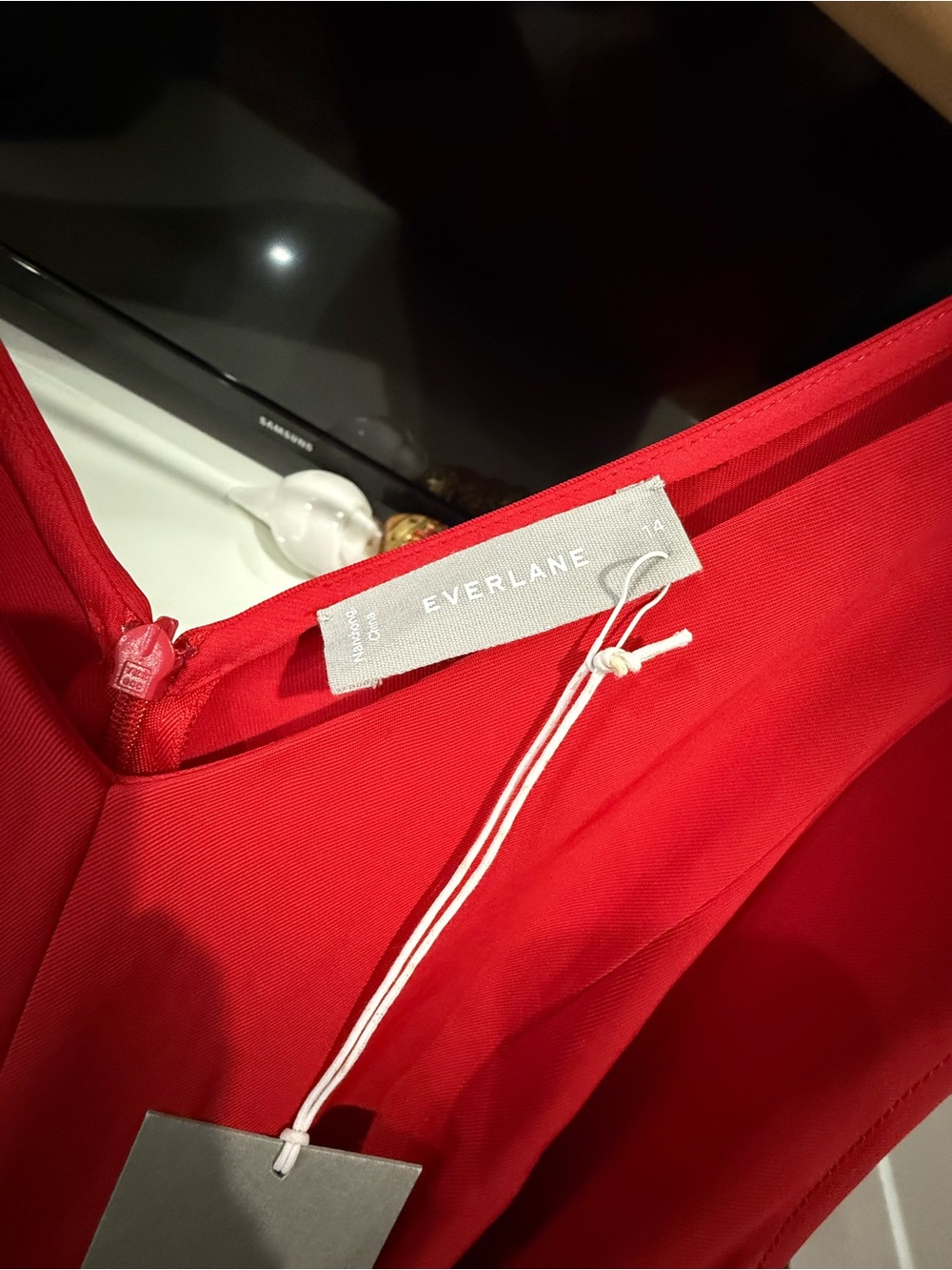 Everlane Red Sleeveless V-Neck Belted Jumpsuit - Picture 6 of 7